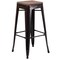 Merrick Lane Dalton Series Backless Metal Dining Stool with Wooden Seat for Indoor Use